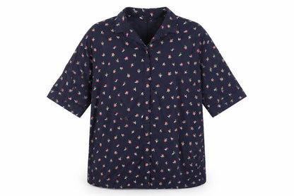 & Other Stories Womens Blue Geometric 100% Cotton Basic Button-Up Size 8 Collared