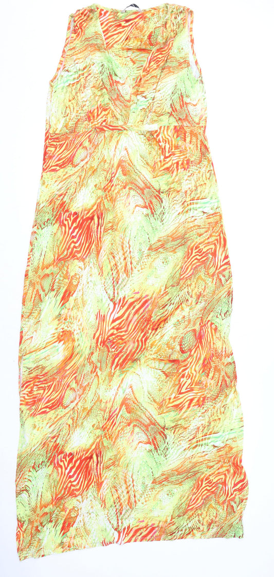 Marks and Spencer Womens Multicoloured Animal Print Viscose Maxi Size 12 V-Neck Pullover - Snake Print, Tiger Print