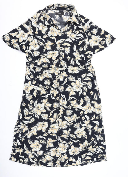 NEXT Womens Multicoloured Floral Polyester A-Line Size 10 Collared Zip