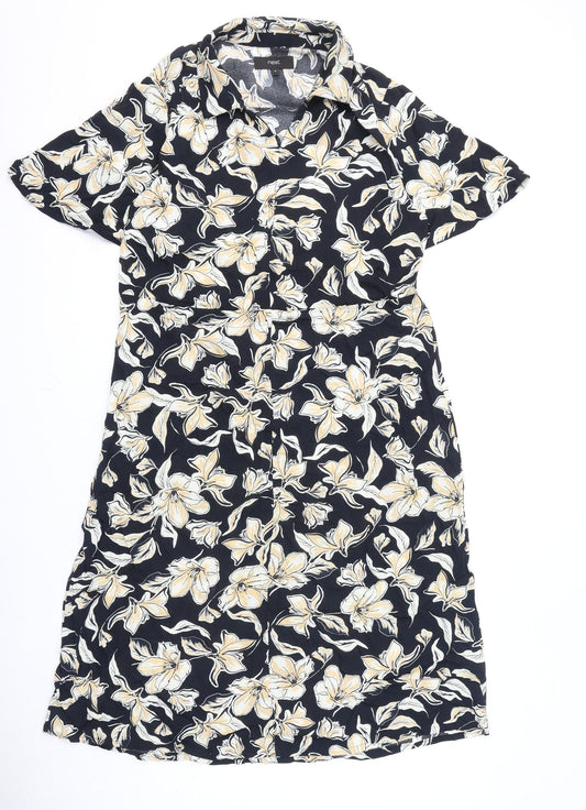 NEXT Womens Multicoloured Floral Polyester A-Line Size 10 Collared Zip