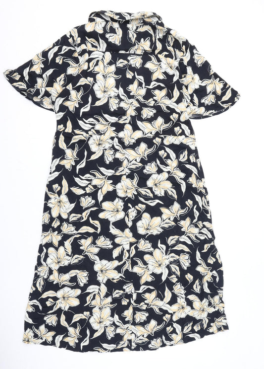 NEXT Womens Multicoloured Floral Polyester A-Line Size 10 Collared Zip