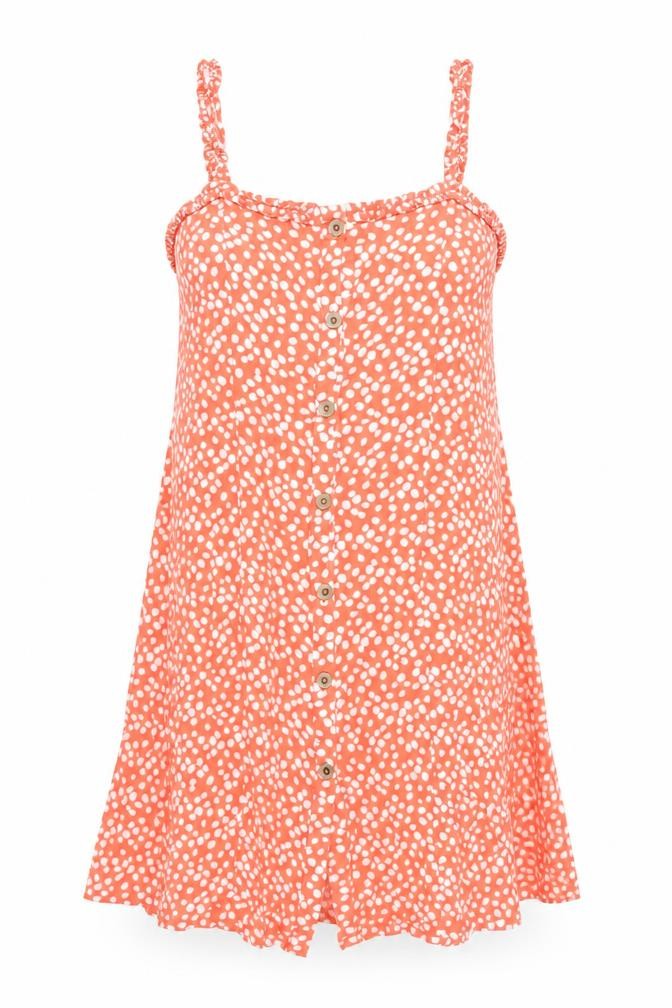 NEXT Womens Pink Geometric Viscose A-Line Size 12 Square Neck Button