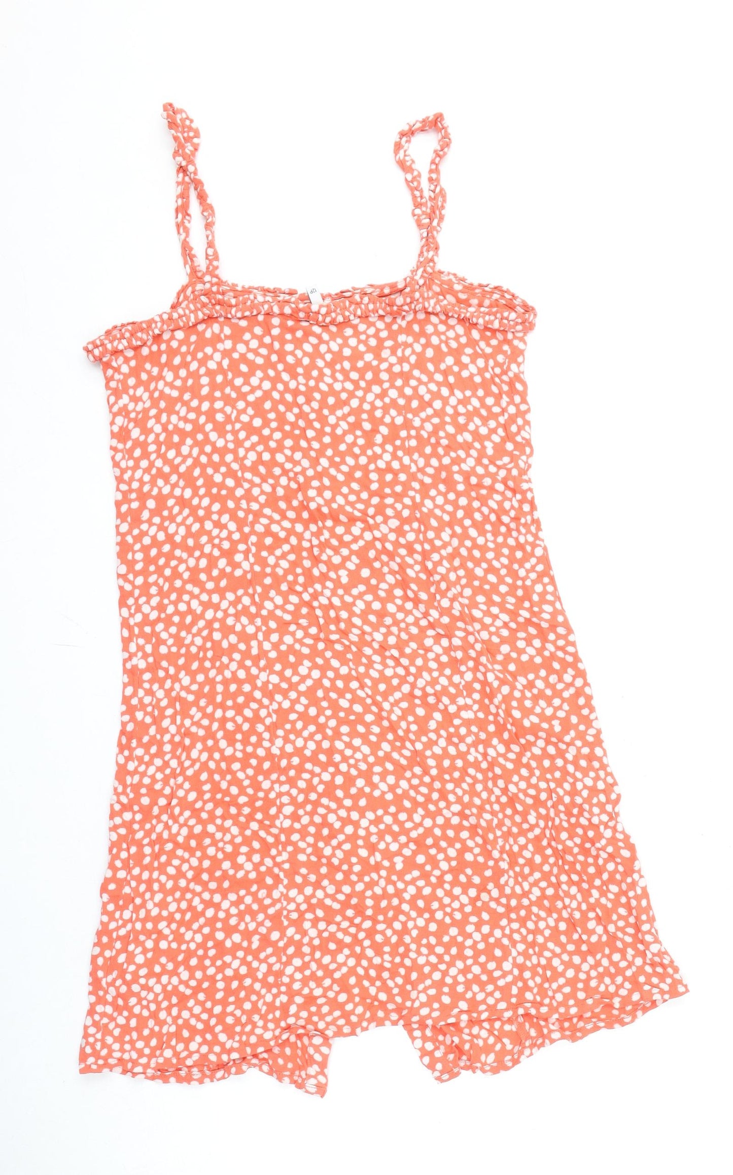 NEXT Womens Pink Geometric Viscose A-Line Size 12 Square Neck Button