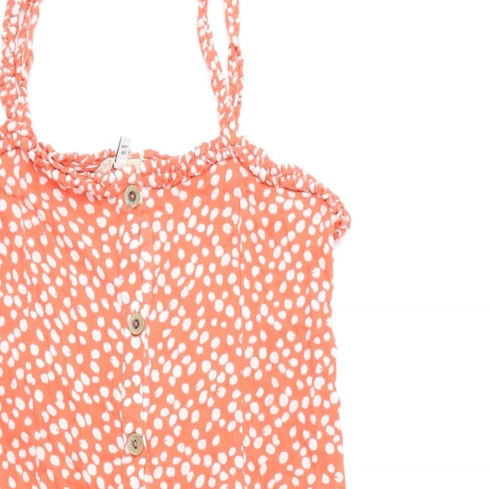 NEXT Womens Pink Geometric Viscose A-Line Size 12 Square Neck Button