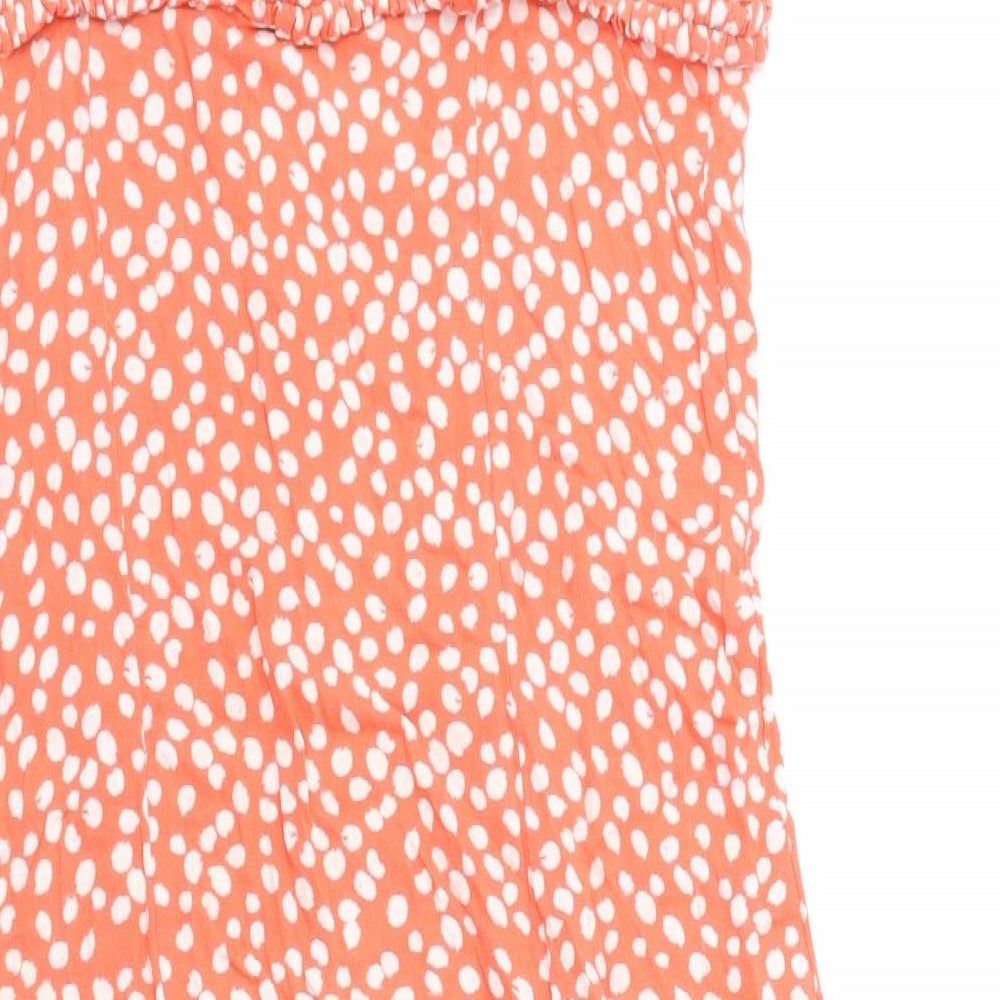 NEXT Womens Pink Geometric Viscose A-Line Size 12 Square Neck Button