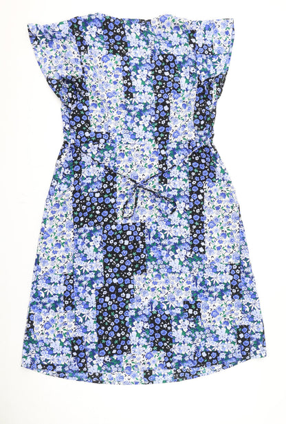 Marks and Spencer Womens Multicoloured Floral Polyester A-Line Size 12 V-Neck Pullover