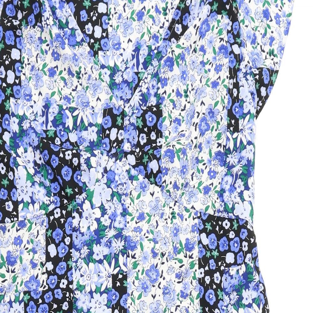 Marks and Spencer Womens Multicoloured Floral Polyester A-Line Size 12 V-Neck Pullover
