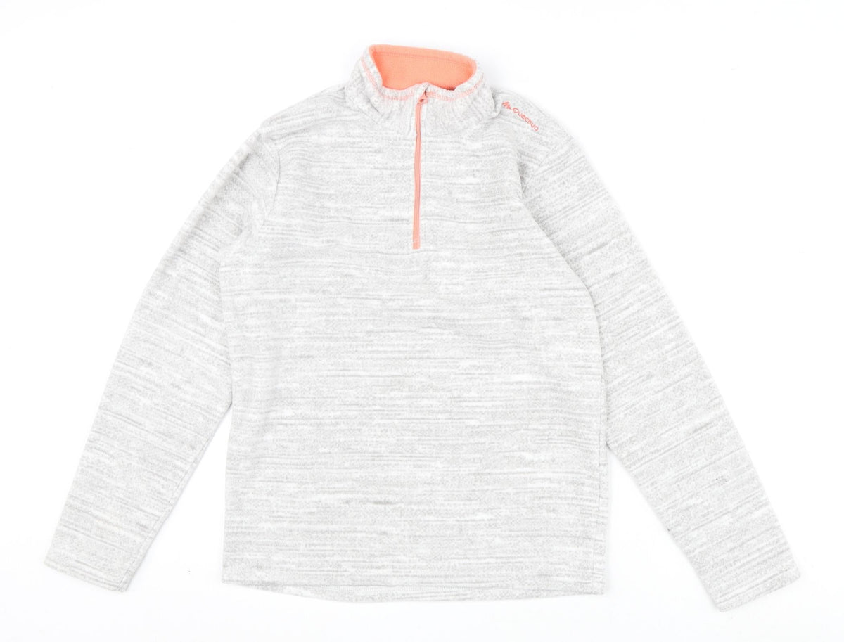 Decathlon Girls Grey Polyester Pullover Sweatshirt Size M Zip