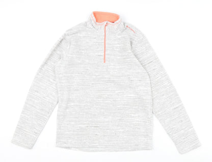 Decathlon Girls Grey Polyester Pullover Sweatshirt Size M Zip