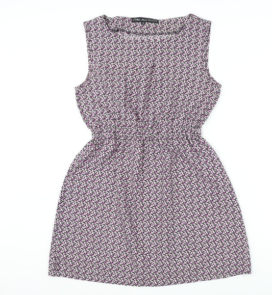 Mela London Womens Multicoloured Geometric Polyester A-Line Size 12 Round Neck Pullover