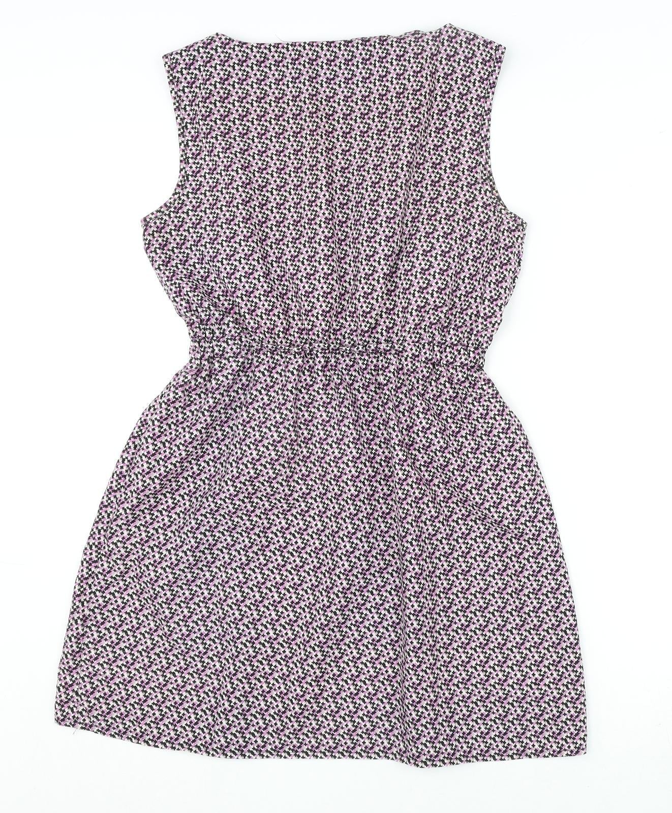 Mela London Womens Multicoloured Geometric Polyester A-Line Size 12 Round Neck Pullover