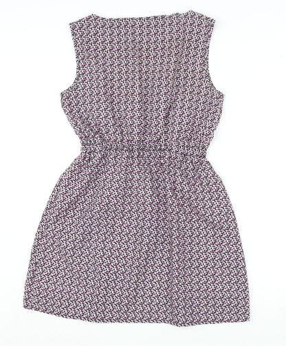 Mela London Womens Multicoloured Geometric Polyester A-Line Size 12 Round Neck Pullover