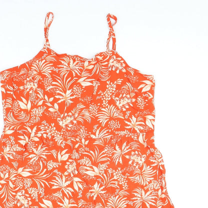 New Look Womens Orange Geometric Viscose A-Line Size 10 Scoop Neck Pullover