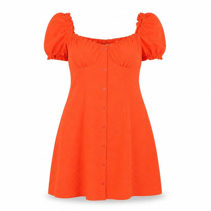 Divided by H&M Womens Orange Polyester A-Line Size 12 Off the Shoulder Button