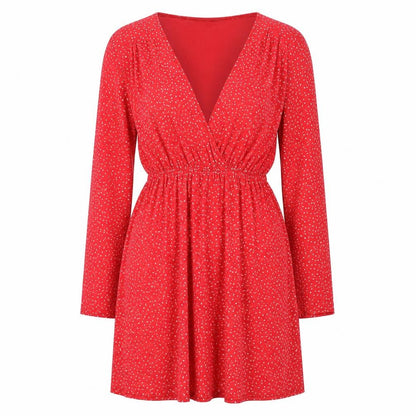 Boohoo Womens Red Geometric Polyester A-Line Size 14 V-Neck Pullover - Star Print