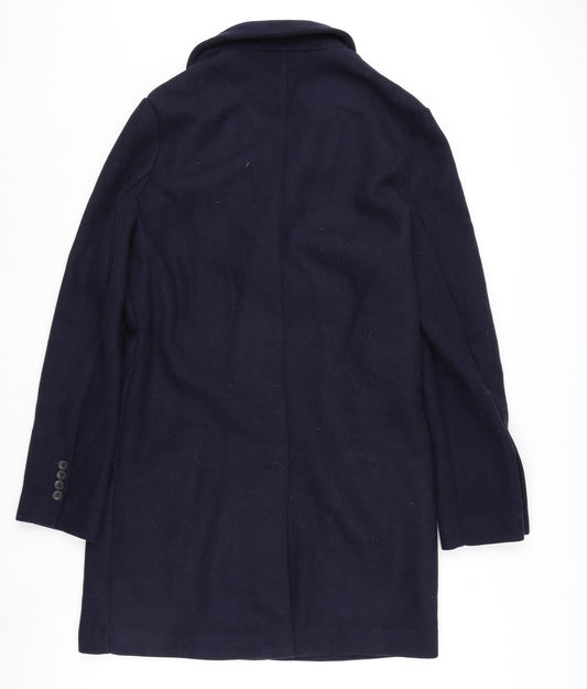 ASOS Mens Blue Overcoat Coat Size M Button
