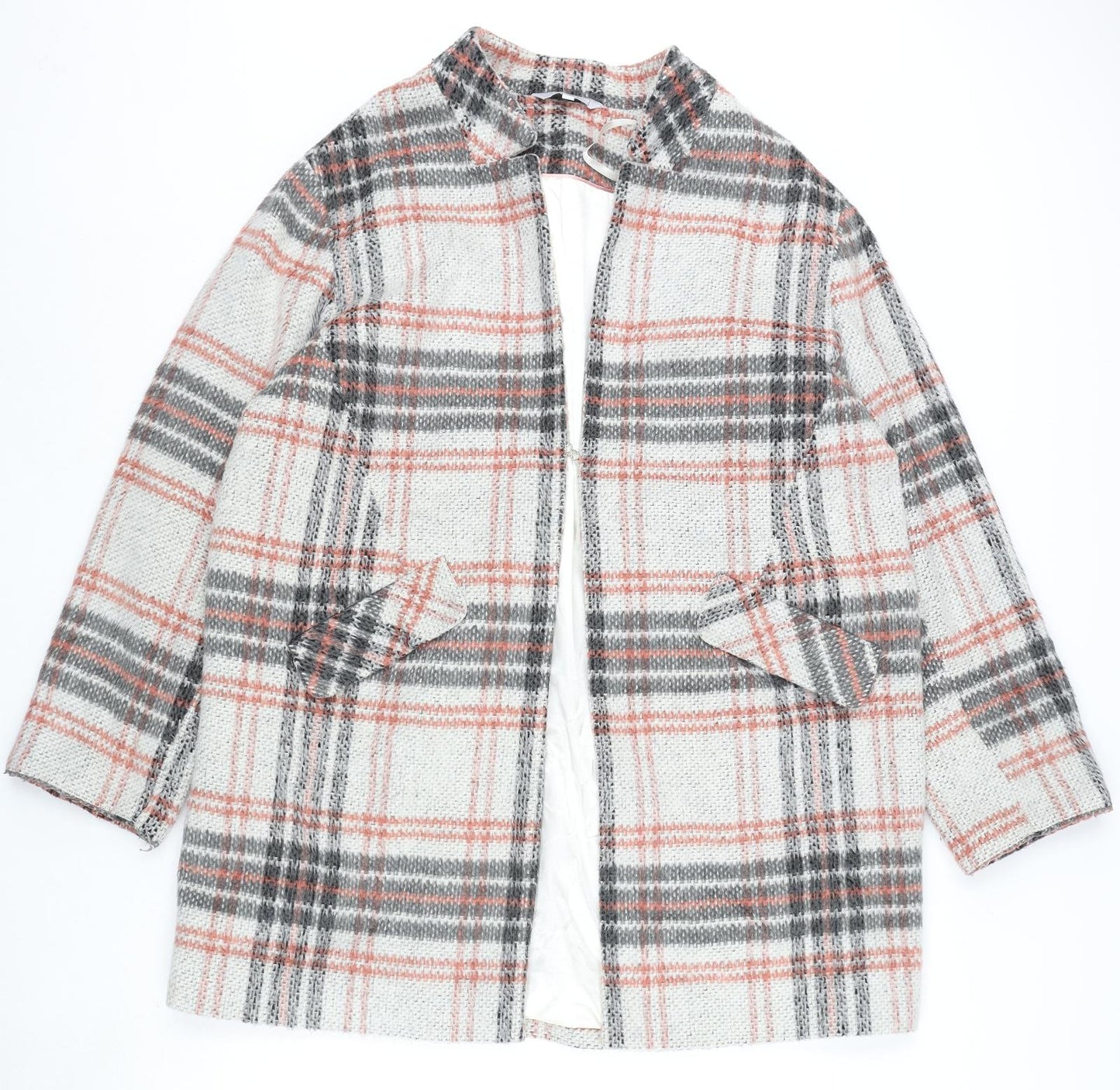 Red Herring Womens Multicoloured Plaid Overcoat Coat Size 18 Hook & Eye