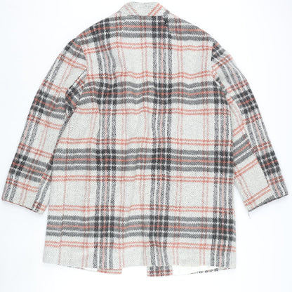 Red Herring Womens Multicoloured Plaid Overcoat Coat Size 18 Hook & Eye