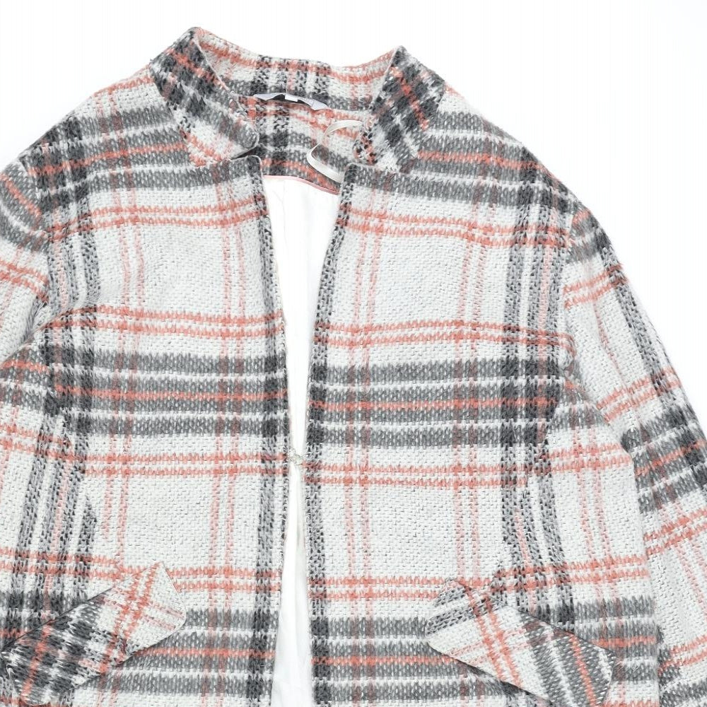 Red Herring Womens Multicoloured Plaid Overcoat Coat Size 18 Hook & Eye