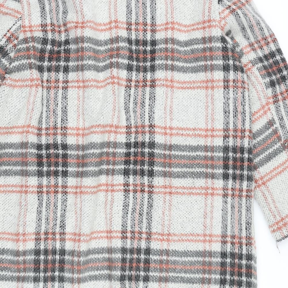 Red Herring Womens Multicoloured Plaid Overcoat Coat Size 18 Hook & Eye