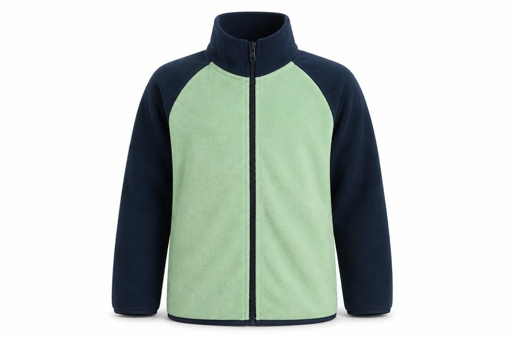 Front view of H&M boys’ green jacket, size 6-7, years zip -, size 6-8