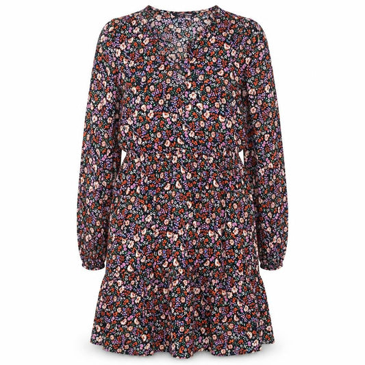 Marks and Spencer Womens Multicoloured Floral Viscose A-Line Size 10 V-Neck Tie