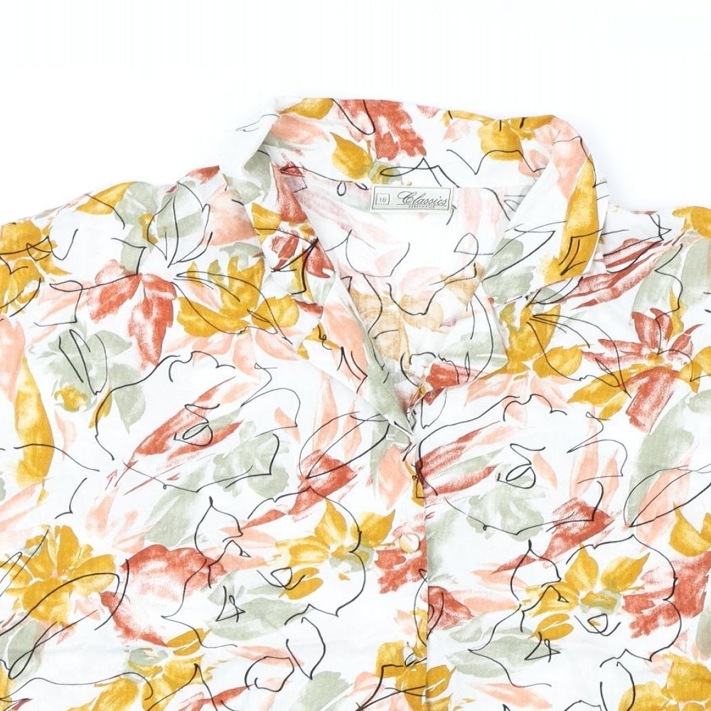 Classics Womens Multicoloured Geometric Viscose Basic Button-Up Size 18 Collared