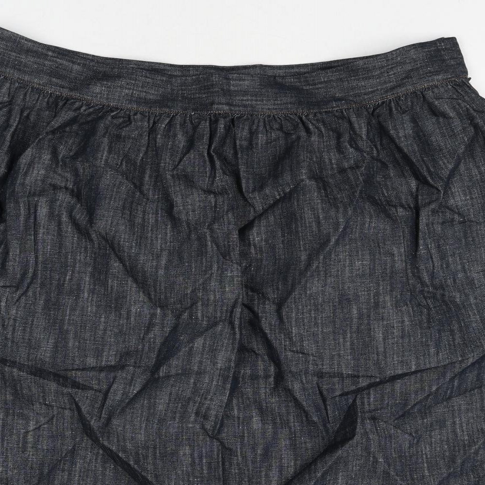 Marks and Spencer Womens Blue Cotton Peasant Skirt Size 20 Zip