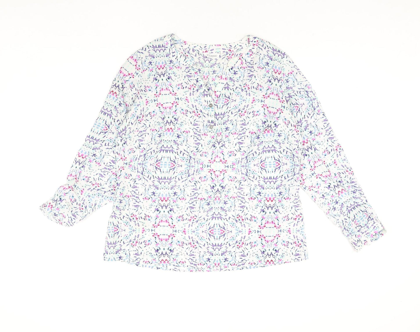 Womens UK Size 12 Classic Multicoloured Basic Blouse