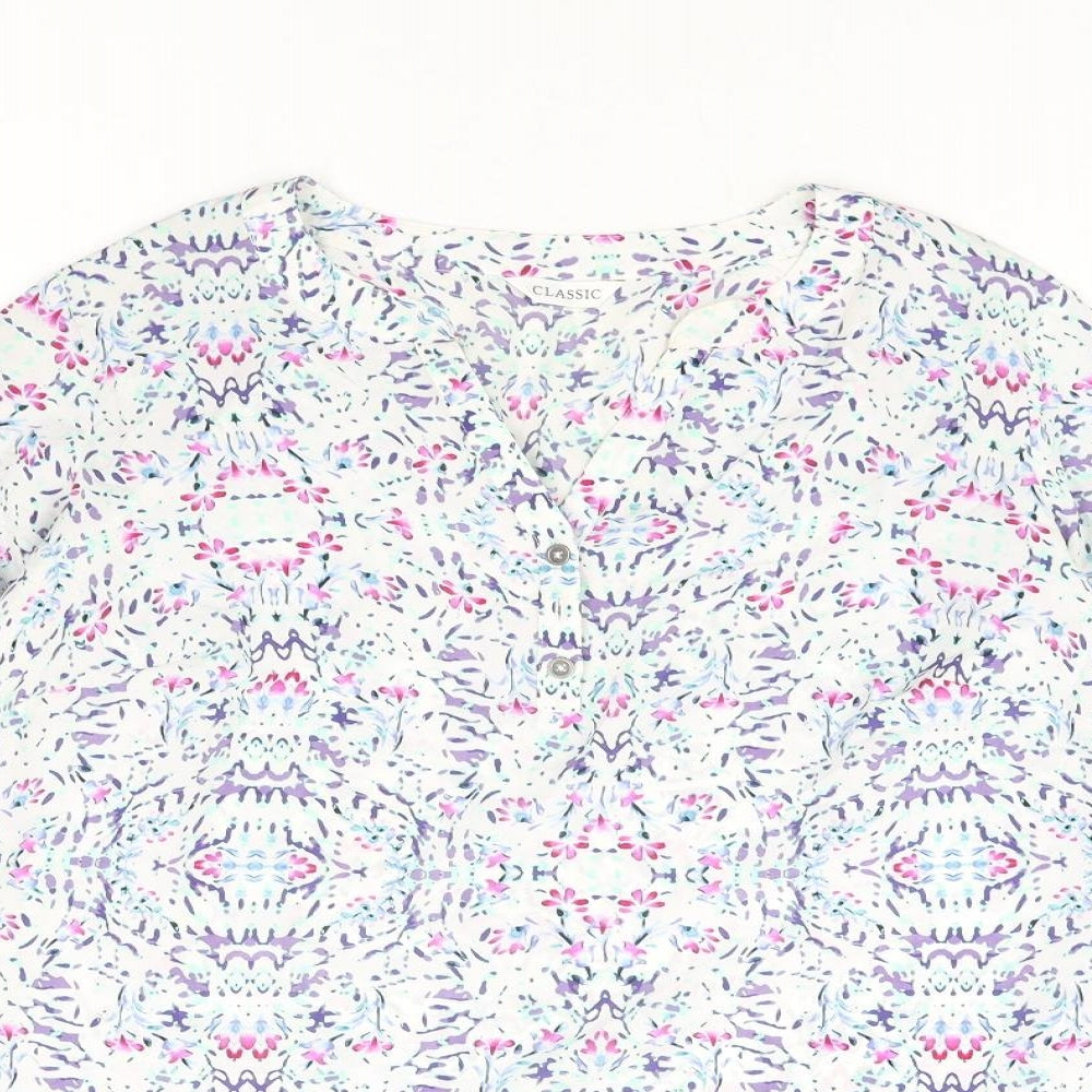 Womens UK Size 12 Classic Multicoloured Basic Blouse