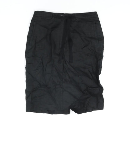 Marks and Spencer Womens Black Linen Straight & Pencil Skirt Size 30 in Zip - Drawstring Waist