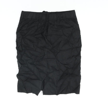 Marks and Spencer Womens Black Linen Straight & Pencil Skirt Size 30 in Zip - Drawstring Waist