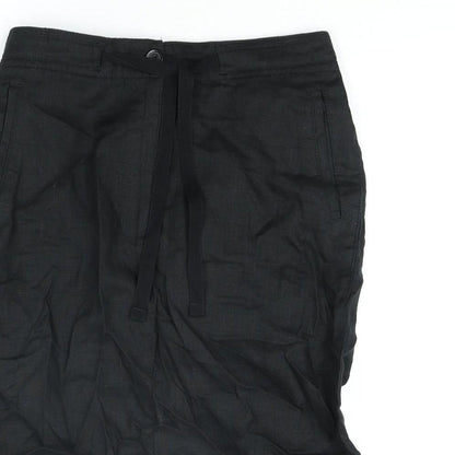 Marks and Spencer Womens Black Linen Straight & Pencil Skirt Size 30 in Zip - Drawstring Waist