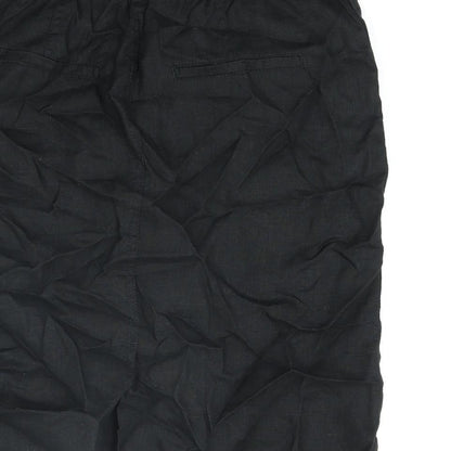 Marks and Spencer Womens Black Linen Straight & Pencil Skirt Size 30 in Zip - Drawstring Waist