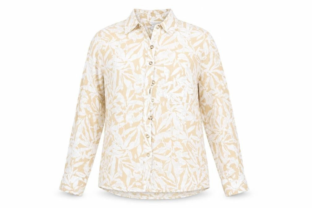 Womens UK Size 10 Monsoon Beige Basic Button-Up