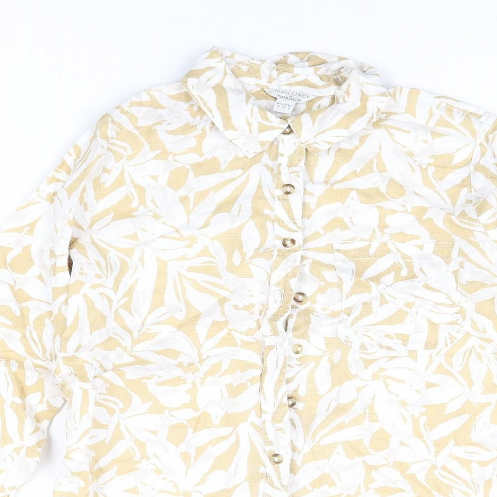 Womens UK Size 10 Monsoon Beige Basic Button-Up