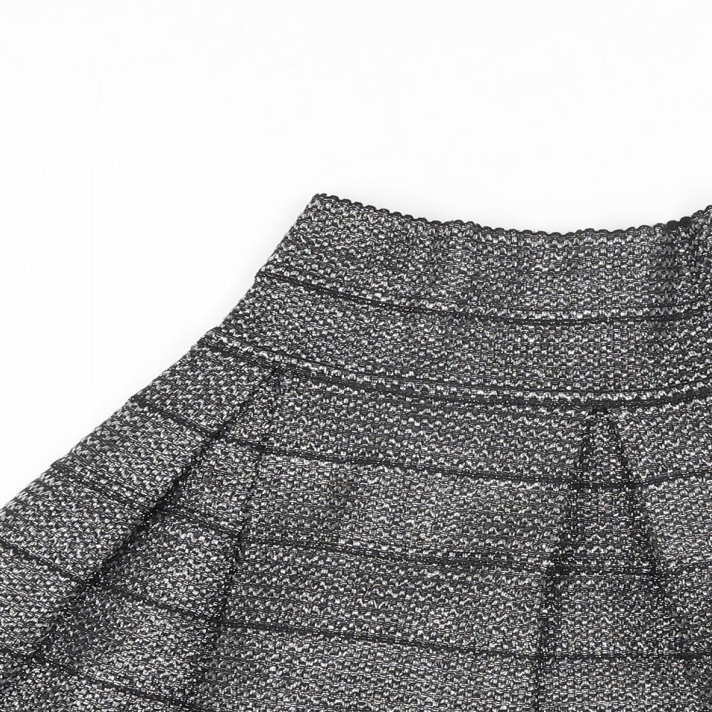 H&M Womens Silver Polyester A-Line Skirt Size XS - Stretch