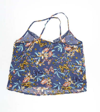 Marks and Spencer Womens Multicoloured Geometric Polyester Camisole Blouse Size 16 V-Neck - Lace Trim Floral Butterfly Print