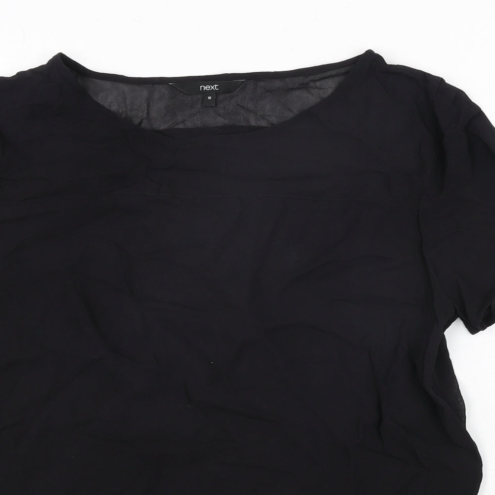 Womens UK Size 10 NEXT Black Basic Blouse