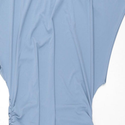 Marks and Spencer Womens Blue Polyester Shift Size 18 Square Neck Pullover - Rouched