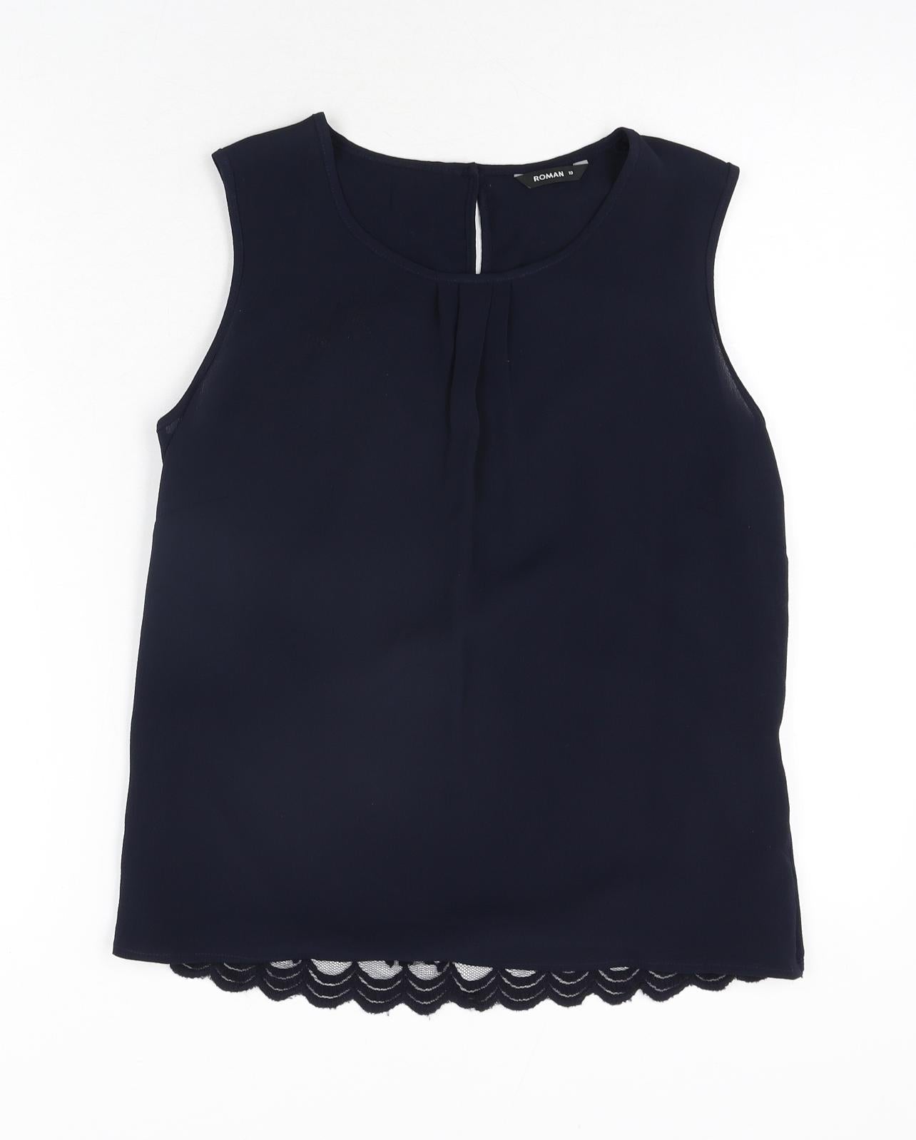 Womens UK Size 10 Roman Blue Camisole Blouse