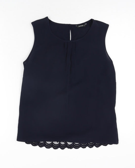 Womens UK Size 10 Roman Blue Camisole Blouse
