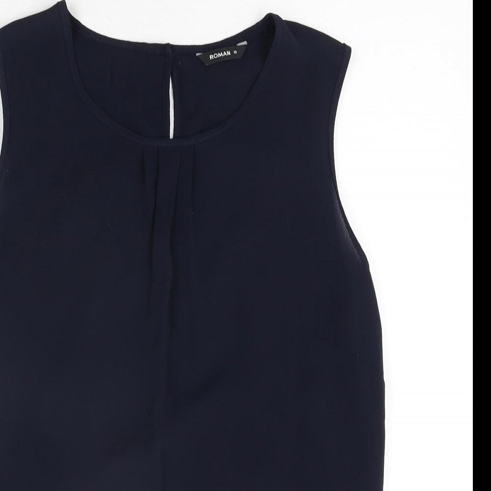 Womens UK Size 10 Roman Blue Camisole Blouse