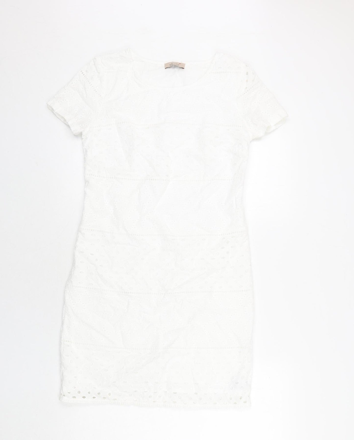 Per Una Womens White Cotton Shift Size 10 Round Neck Zip