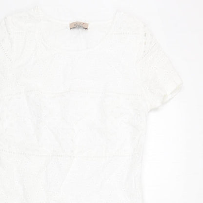 Per Una Womens White Cotton Shift Size 10 Round Neck Zip
