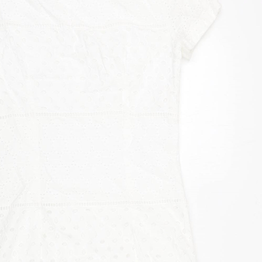 Per Una Womens White Cotton Shift Size 10 Round Neck Zip