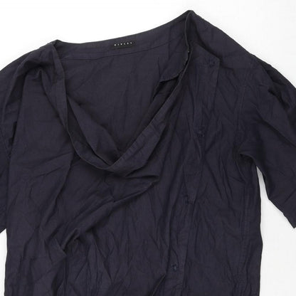 Sisley Womens Blue Cotton Shift Size S Cowl Neck Snap - Asymmetric Fastening