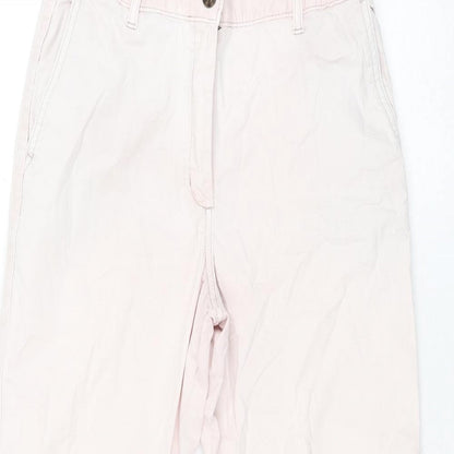 Marks and Spencer Womens Pink Cotton Chino Trousers Size 10 L28 in Regular Zip - Taped Sides