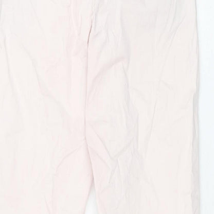 Marks and Spencer Womens Pink Cotton Chino Trousers Size 10 L28 in Regular Zip - Taped Sides