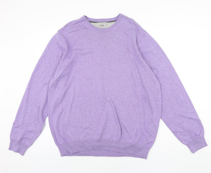 Marks and Mens Purple Round Neck Cotton Pullover Jumper Size XL Long Sleeve